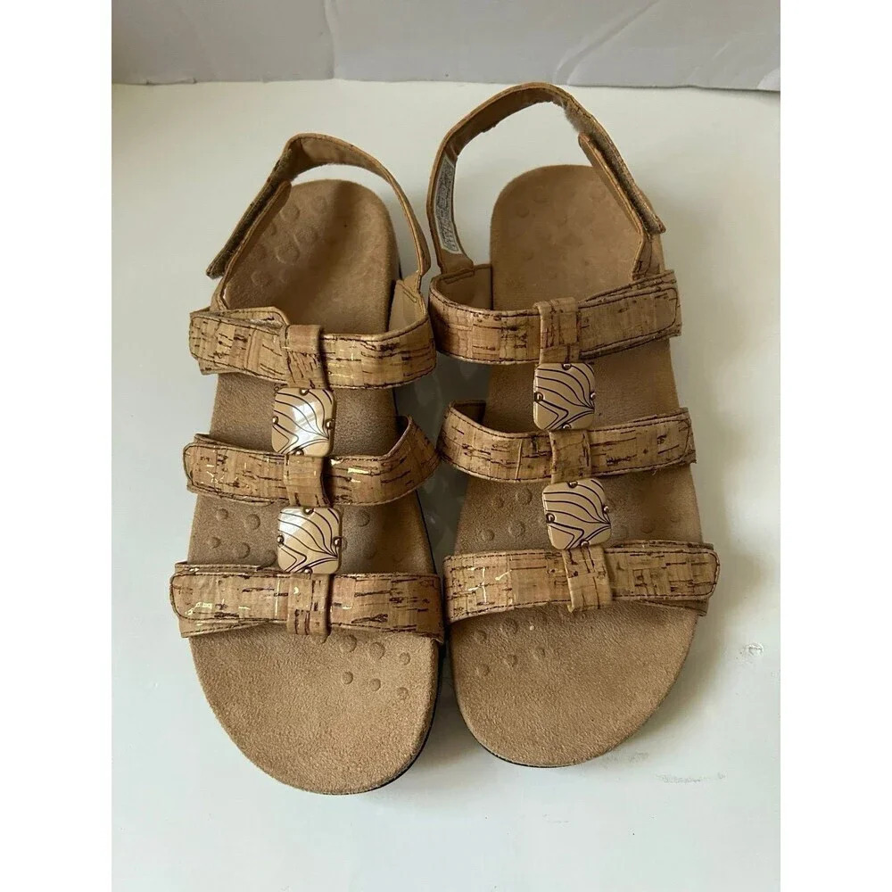 Vionic Women’s Sandals, Amber Gold Cork slingback Size 8
